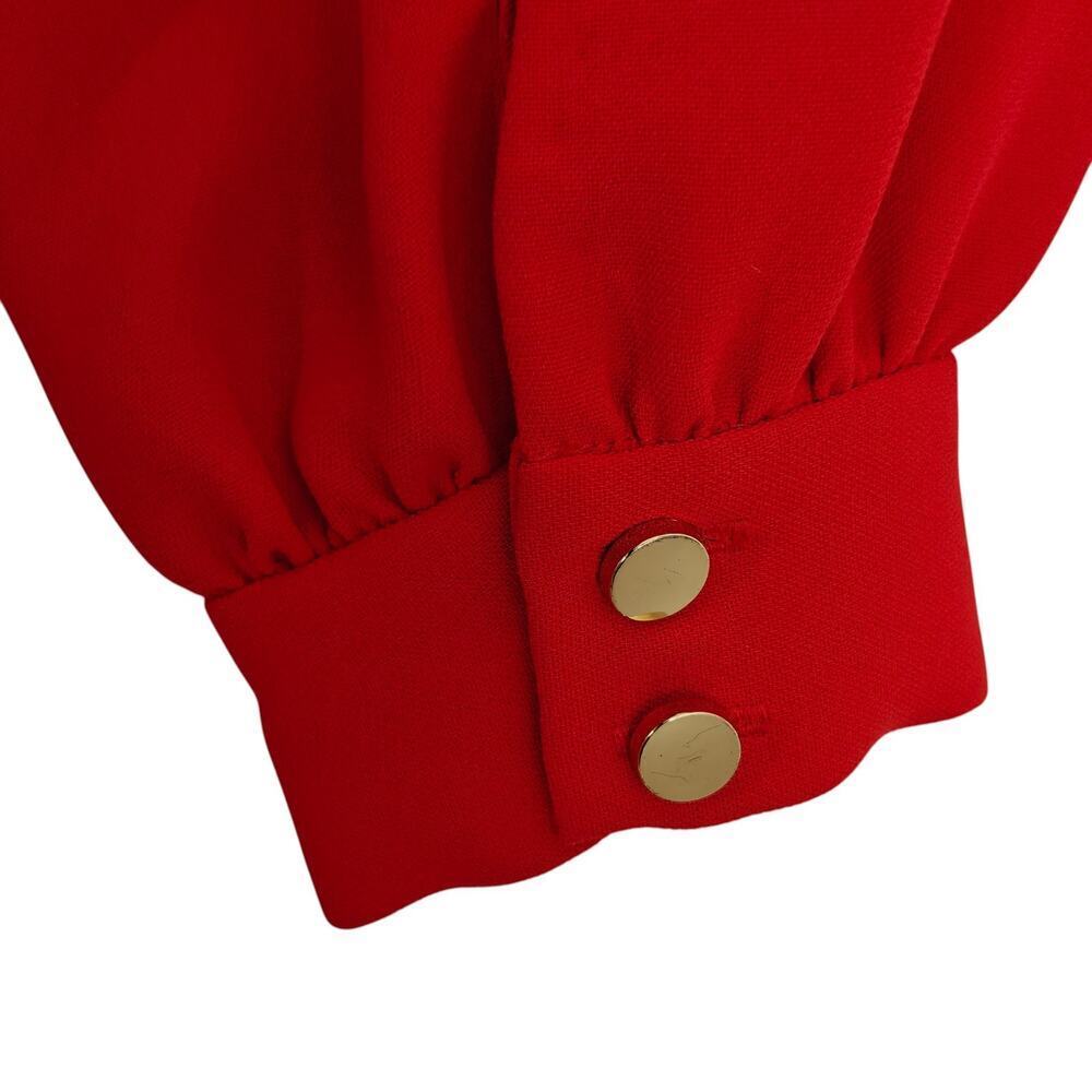 Kate Spade Tie Waist Faux Wrap Dress Size 10 Red Long Sleeves Festive Holiday - Picture 11 of 15